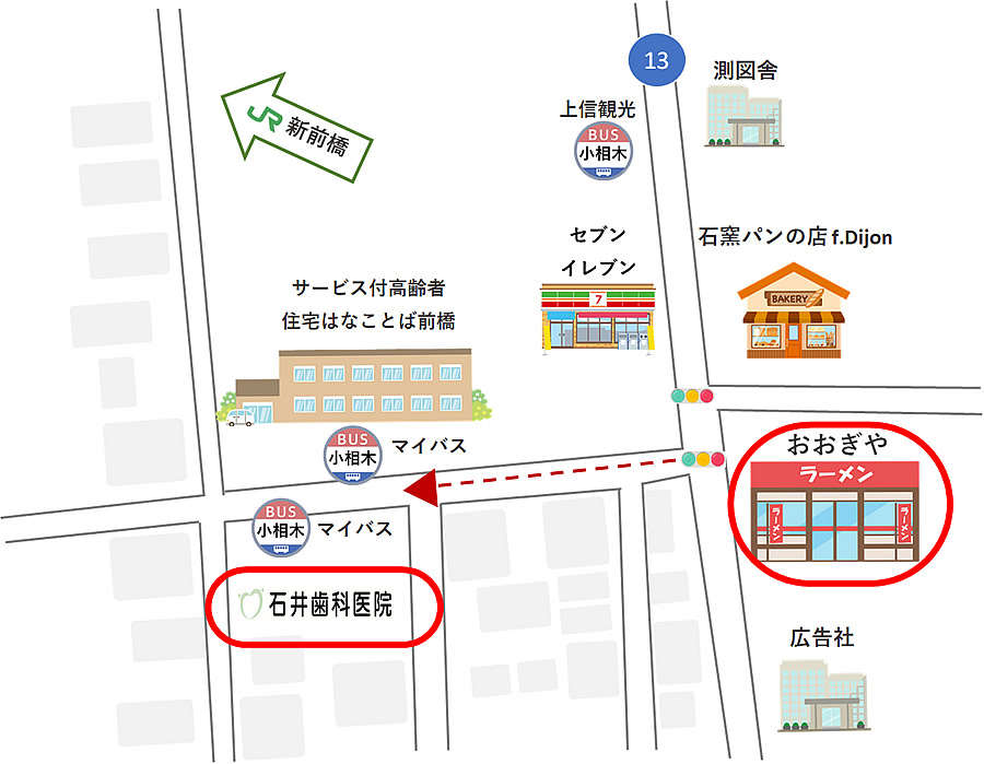 石井歯科周辺簡略図